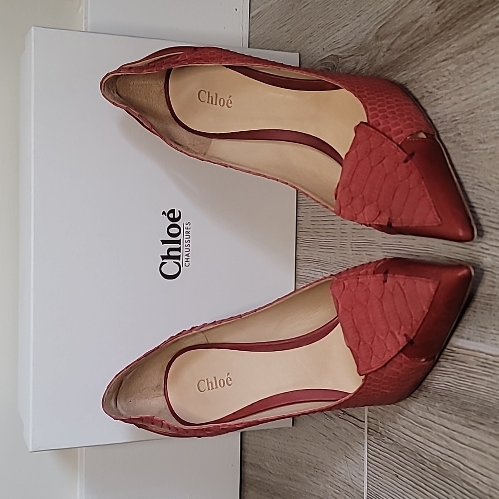 Chloe Silverado Python Pumps